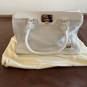 Chic White Perforated Handbag